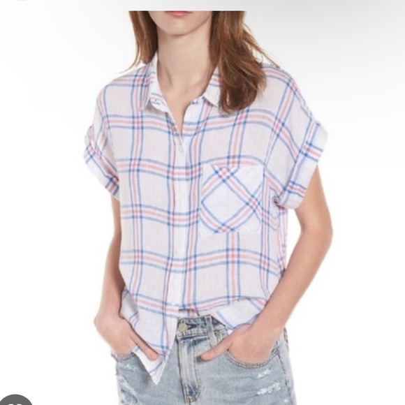 Rails | Tops | Rails Whitney Raspberry Azure White Button Down | Poshmark